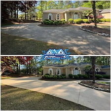 Concrete driveway pressure washing services before after